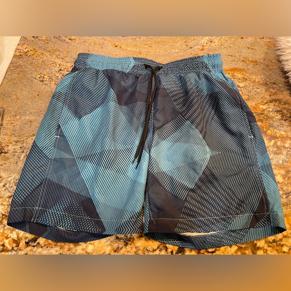 Vestige Men's Swim Trunks Blue and Black Geometric